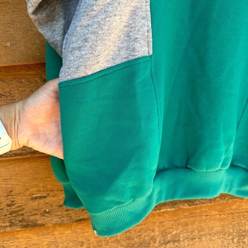 Vintage James McLeith Collard Sweater  Teal Grey Blue With Pockets Sweatshirt Si - Picture 4 of 10